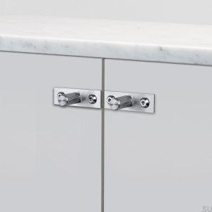 Ручки мебельные с шайбой FURNITURE KNOB PLATE LINEAR Steel Silver (набор)