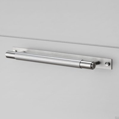 Мебельная ручка с пластиной-скобой, маленький крестик, сталь, серебро