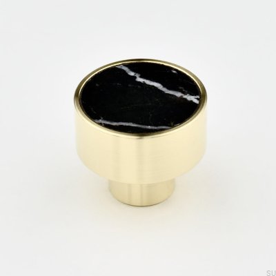 Мебельная ручка Marbelo L, матовая латунь, черный мрамор