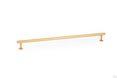 Ручка мебельная продолговатая Rille Mini 320, матовый алюминий и золото