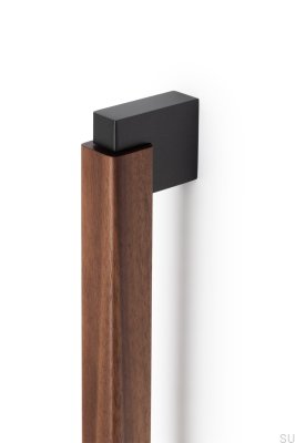  Продолговатая мебельная ручка Duo Big 960 Деревянный итальянский орех с черным алюминием