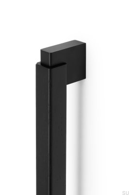 Продолговатая мебельная ручка Duo Big 960, Деревянная, Черный с черным алюминием