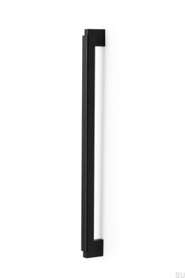 Ручка мебельная продолговатая односторонняя Duo Big 480, Деревянная, Черный с черным алюминием