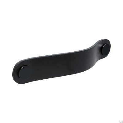 Ручка мебельная длинная Loop Round 128, черная кожа с черным