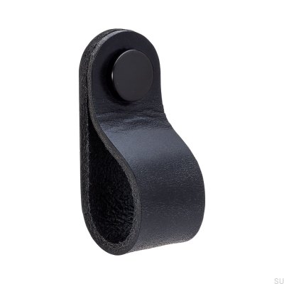 Loop Round 65 möbelknopp, svart med svart läder