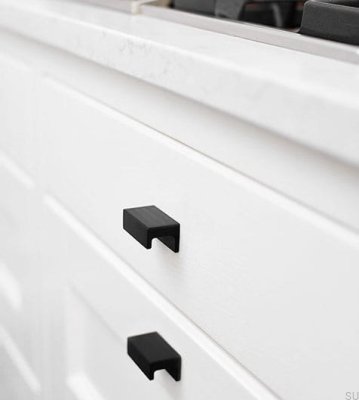 Ручка для мебели удлиненная Station 32, алюминий, черный матовый, шлифованный