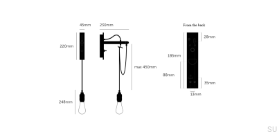 Настенный светильник Hooked Nude, сталь, графит, латунь