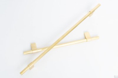 Продолговатая мебельная ручка Line Big 224. Латунь, Матовая, Необработанная