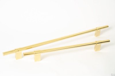 Продолговатая мебельная ручка Line Big 224. Полированная латунь. Неокрашенный.