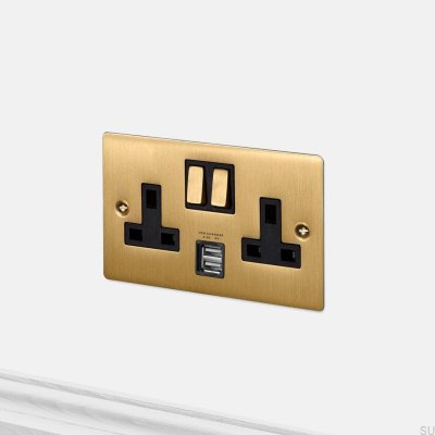 Двойной USB 3.1A тип G UK 2G розетка латунь британский стандарт
