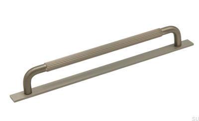 Удлиненная мебельная ручка с шайбой Helix Stripe 224, матовое серебро