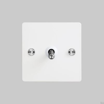 Переключатель Cross 1G Single Switch, сталь, белый с серебристым, британский стандарт