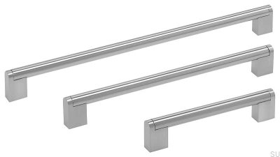 Boss 192 продолговатая мебельная ручка, полировка под серебро (имитация нержавейки)