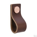 Uchwyt meblowy Loop 65 Brązowa Skóra Polerowany Mosiądz