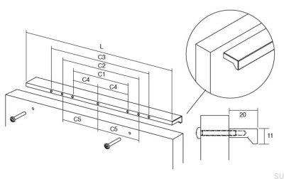 Мебельная ручка Angle 500, алюминий, белый, матовый