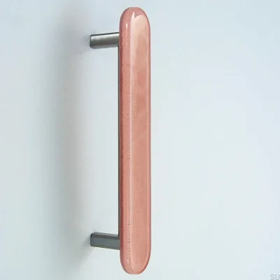 Ручка мебельная Round 128, стекло, розовый