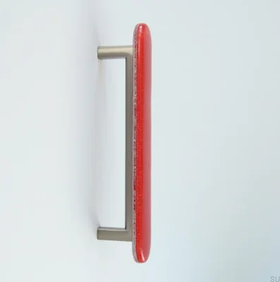 Ручка мебельная круглая, круглая 128, стекло, красный