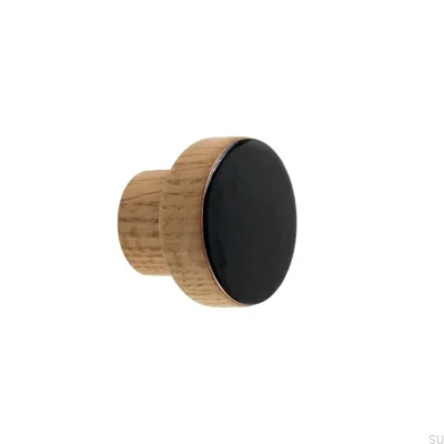 Ручка мебельная Простая, Деревянная, Эмалированная, Черная, Масло, Бесцветная, Полуматовая