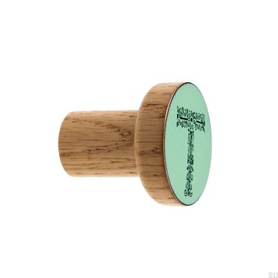 Настенная вешалка Деревянная Алфавит Эмаль Мятно-Масло Бесцветная Полуматовая