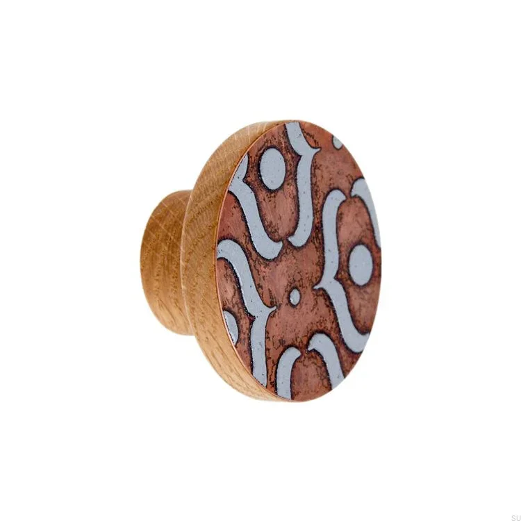 Galka do mebli PATTERN 5 cm - emalia szara - olej bezbarwny - DOT Manufacture.webp