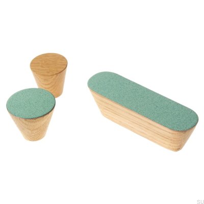 Ручка мебельная Меланж Соло 60 Эмаль Зеленая-Масло Бесцветная Полуматовая