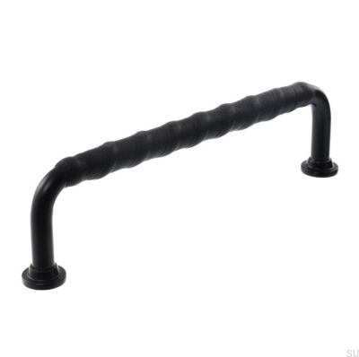 Ручка мебельная продолговатая LL 1353 128 Черный с черной кожей