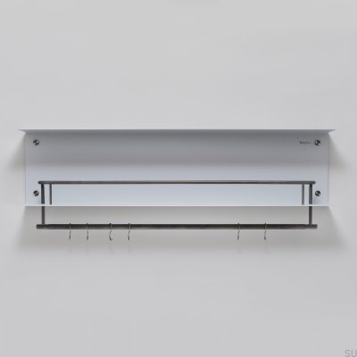 Полка для вешалок с вешалками, цвет стальной серый с металлическим оттенком