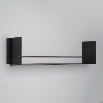 Полка из черной стали с балками, перилами и отделкой из оружейного металла