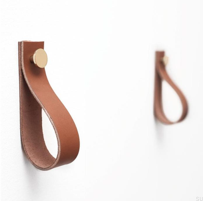 Настенная вешалка 0153L Коричневая кожа с матовым серебром