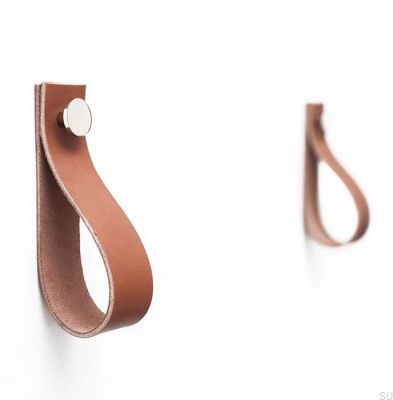 Настенная вешалка 0153L Коричневая кожа с полированным серебром