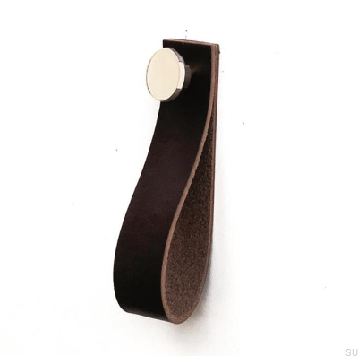 Настенная вешалка 0153L Кожа Темно-коричневая с полированным серебром