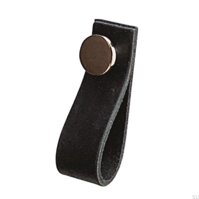 Мебельная ручка Loop 80 Black Leather with Polished Silver