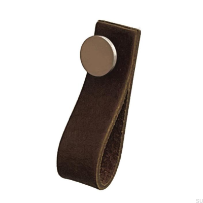 Мебельная ручка Loop 80 Leather Brown with Brushed Silver