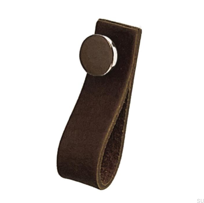 Мебельная ручка Loop 80 Leather Brown with Polished Silver