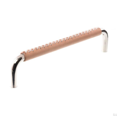 Ручка мебельная удлиненная 7353 96 никель полированный с кожей