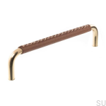 Uchwyt meblowy podłużny 7353 128 Mosiężny Polerowany ze Skórą.png