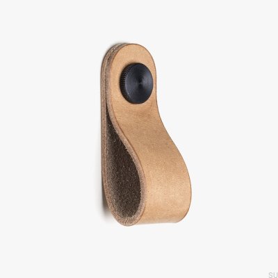 Ручка мебельная булавка кожаная с черным