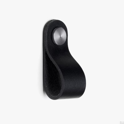 Булавка для мебельной ручки Черная кожа с серебром