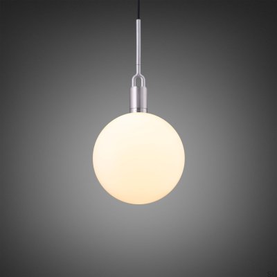 Подвесной светильник в форме буквы L, сталь, серебро, с молочным абажуром