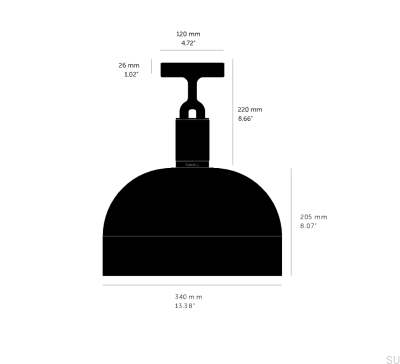 Потолочный светильник в форме буквы L с латунным плафоном