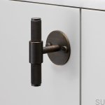 Uchwyt meblowy T-bar smoked brąz z podkładką na meblu