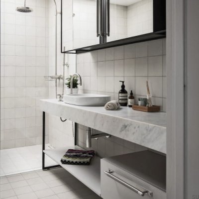 Длинная мебельная ручка с крестообразной накладкой, цвет 325, серебро