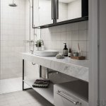 Uchwyty meblowe Pull Bar zaprezentowane na meblach łazienkowych