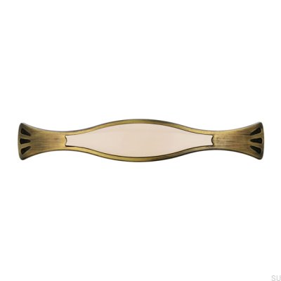 Ручка мебельная удлиненная 1881 96 Античная бронза с бежевым