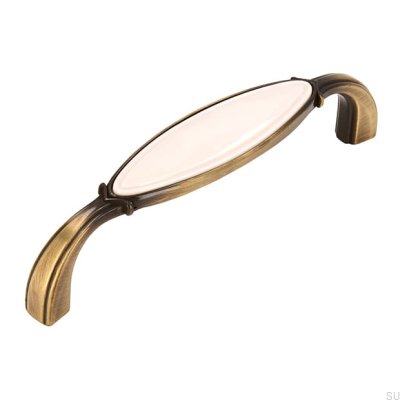 Ручка мебельная удлиненная 1973 96 Античная бронза с бежевым