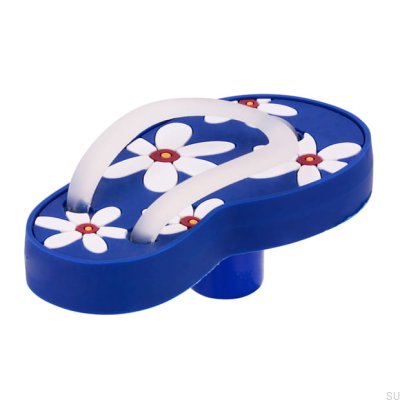 Ручка мебельная H210L левая резиновая синяя