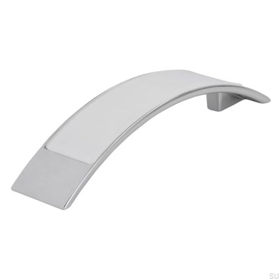 Ручка мебельная удлиненная 2184 96 Хром полированный с белым