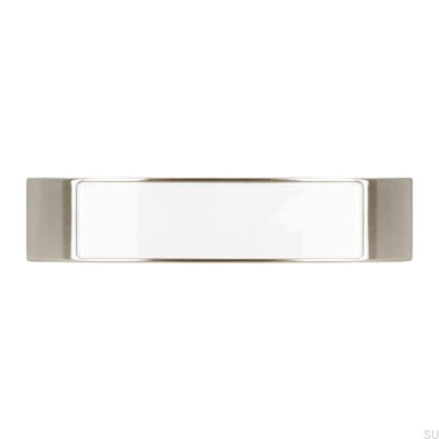 Ручка мебельная удлиненная 2184 96 Серебристый брашированный с белым