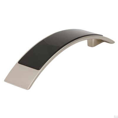 Ручка мебельная удлиненная 2184 96 Silver Brushed with Black