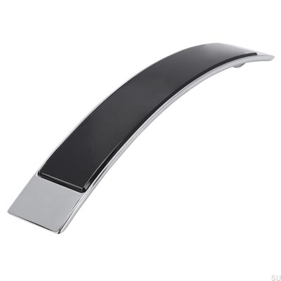 Ручка мебельная удлиненная 2184 160 Хром полированный с черным